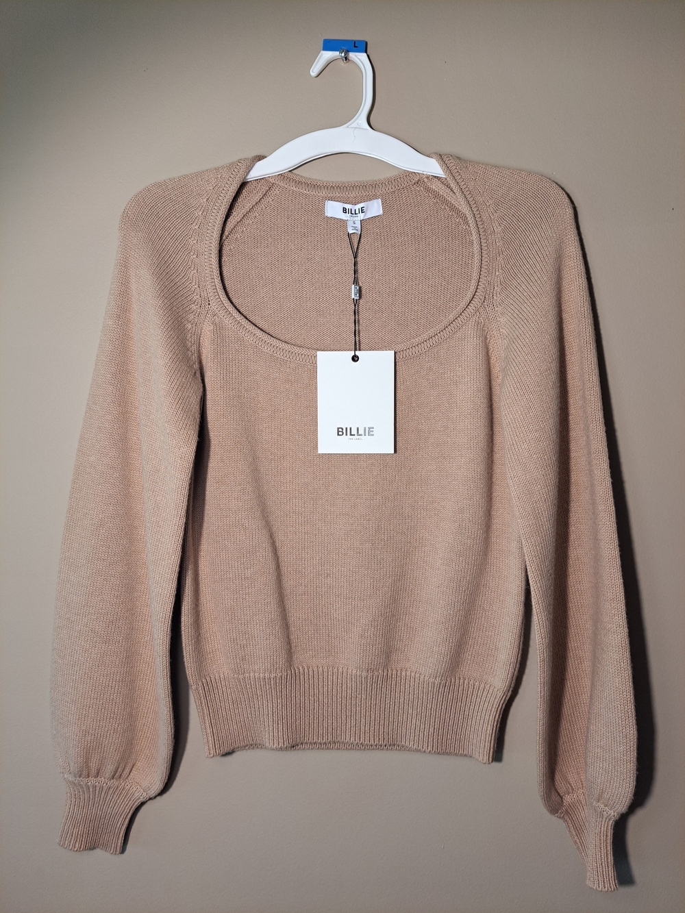 Billie the Label Scoop Neck Long Sleeve Sweater in Cappuccino/Tan